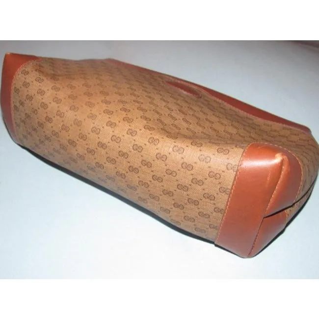 Gucci Vintage Purses Shades Of Brown Leather Canvas Clutch