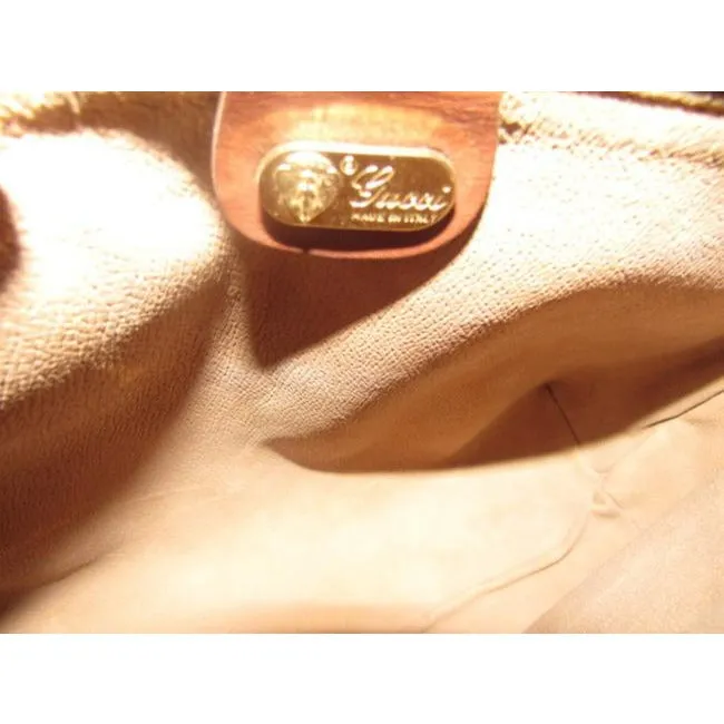Gucci Vintage Purses Shades Of Brown Leather Canvas Clutch
