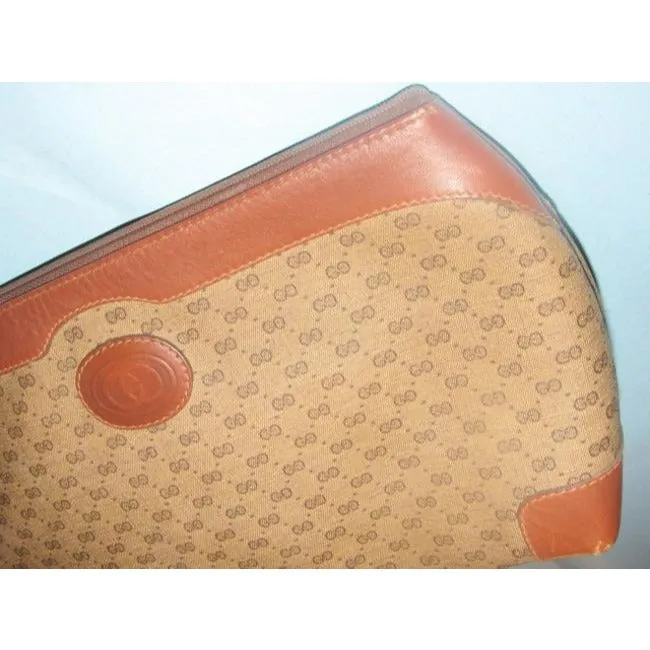 Gucci Vintage Purses Shades Of Brown Leather Canvas Clutch