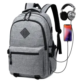 Kids USB Charging Laptop School Backpacks -Black Pink Grey Book Bags For Boys Girls Travel Backpack