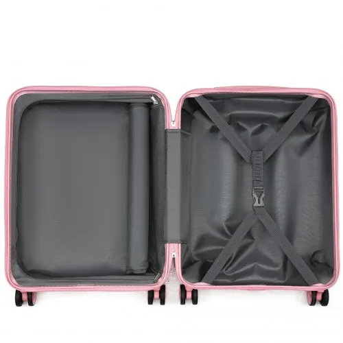 Kono 20 Inch Pink Carry-On Suitcase - Durable ABS PC, Spinner Wheels, TSA Lock