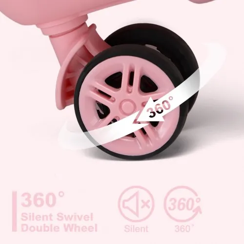 Kono 20 Inch Pink Carry-On Suitcase - Durable ABS PC, Spinner Wheels, TSA Lock