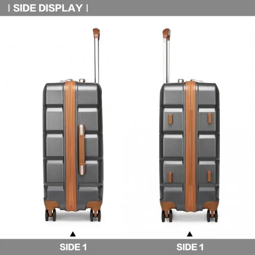 Kono 24 Inch Lightweight Hard Shell ABS Suitcase with TSA Lock - Grey | Durable Stylish Luggage with Multi-Directional Wheels