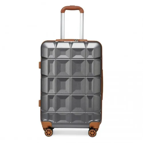 Kono 24 Inch Lightweight Hard Shell ABS Suitcase with TSA Lock - Grey | Durable Stylish Luggage with Multi-Directional Wheels
