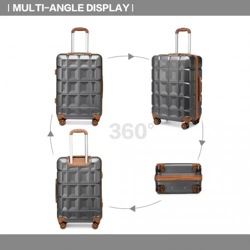 Kono 24 Inch Lightweight Hard Shell ABS Suitcase with TSA Lock - Grey | Durable Stylish Luggage with Multi-Directional Wheels