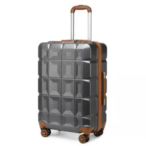 Kono 24 Inch Lightweight Hard Shell ABS Suitcase with TSA Lock - Grey | Durable Stylish Luggage with Multi-Directional Wheels