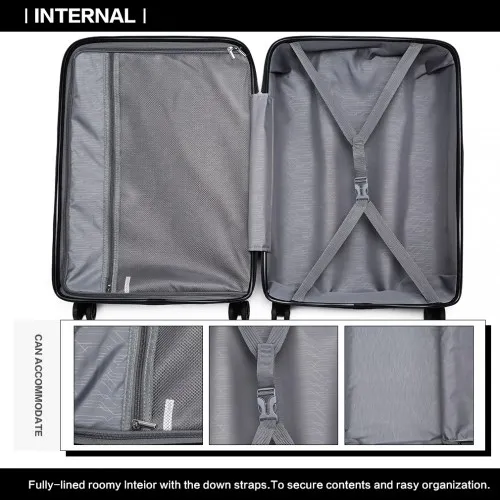 Kono 28" Hard Shell PP Suitcase - Black | Lightweight Durable Travel Luggage with TSA Lock & 360° Wheels