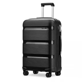 Kono 28" Hard Shell PP Suitcase - Black | Lightweight Durable Travel Luggage with TSA Lock & 360° Wheels