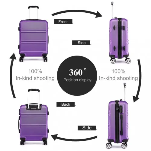 Kono ABS 24-Inch Durable & Stylish Purple Suitcase with TSA Lock & 360° Swivel Wheels