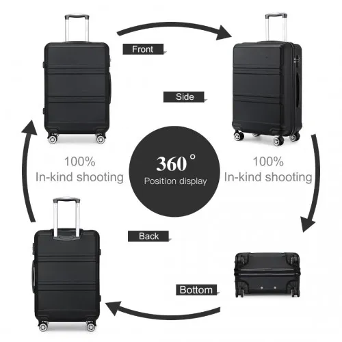 Kono ABS 28 Inch Lightweight Durable Suitcase - Black with TSA Lock & 360° Swivel Wheels