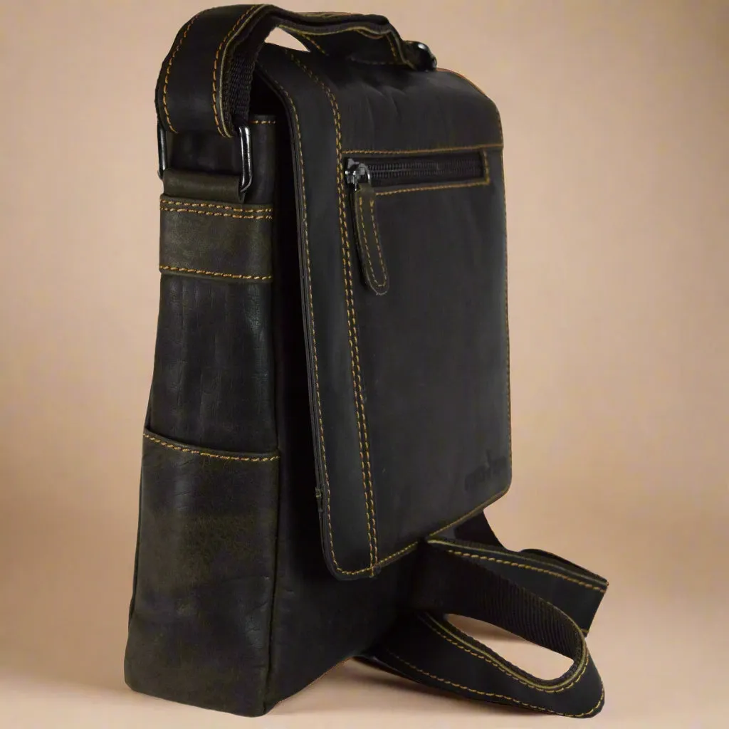 Leather Messenger Bag - Dark Brown
