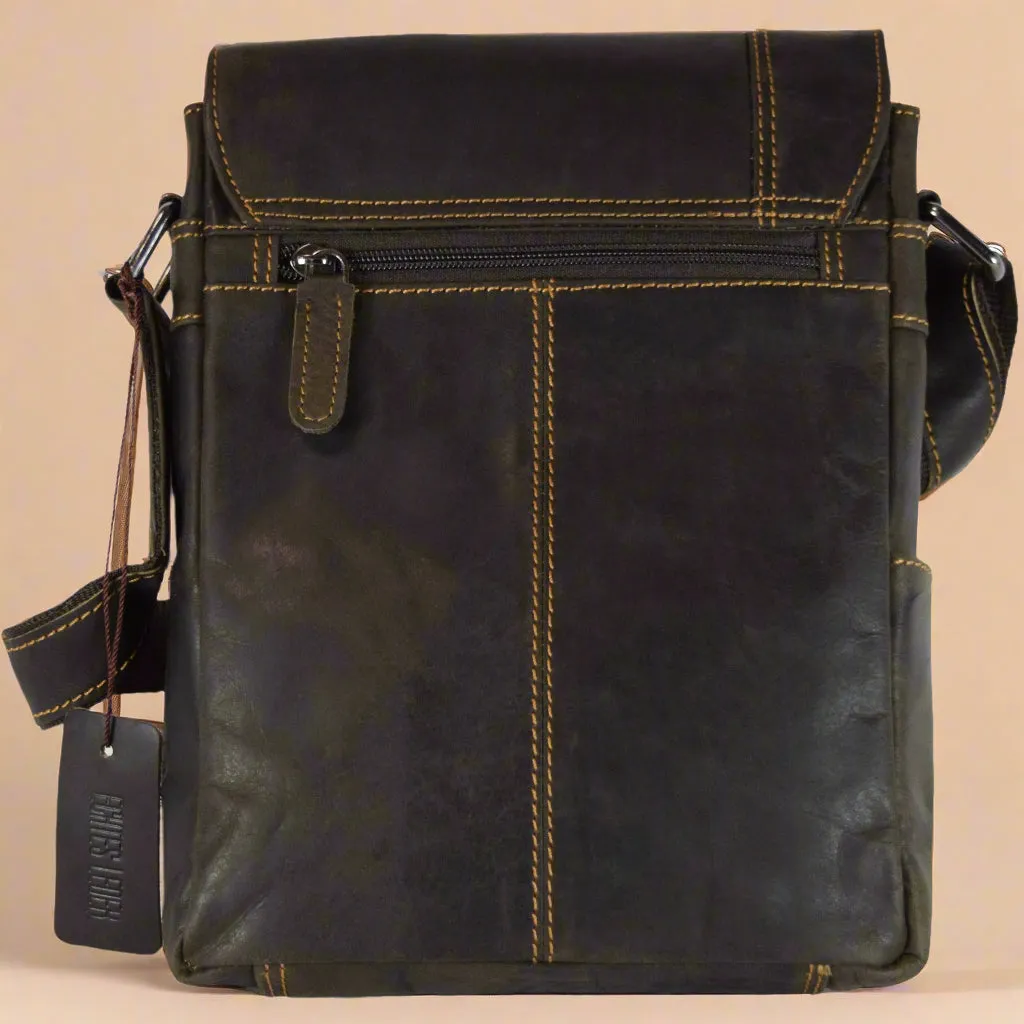 Leather Messenger Bag - Dark Brown