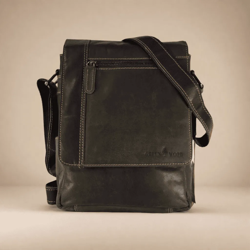 Leather Messenger Bag - Dark Brown