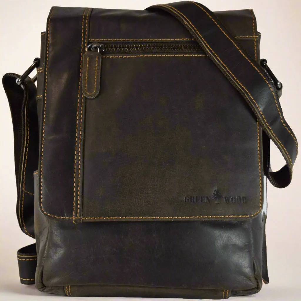 Leather Messenger Bag - Dark Brown