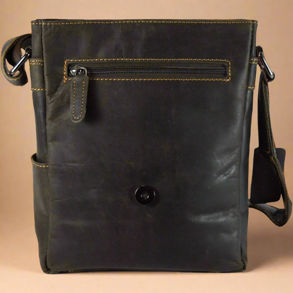 Leather Messenger Bag - Dark Brown
