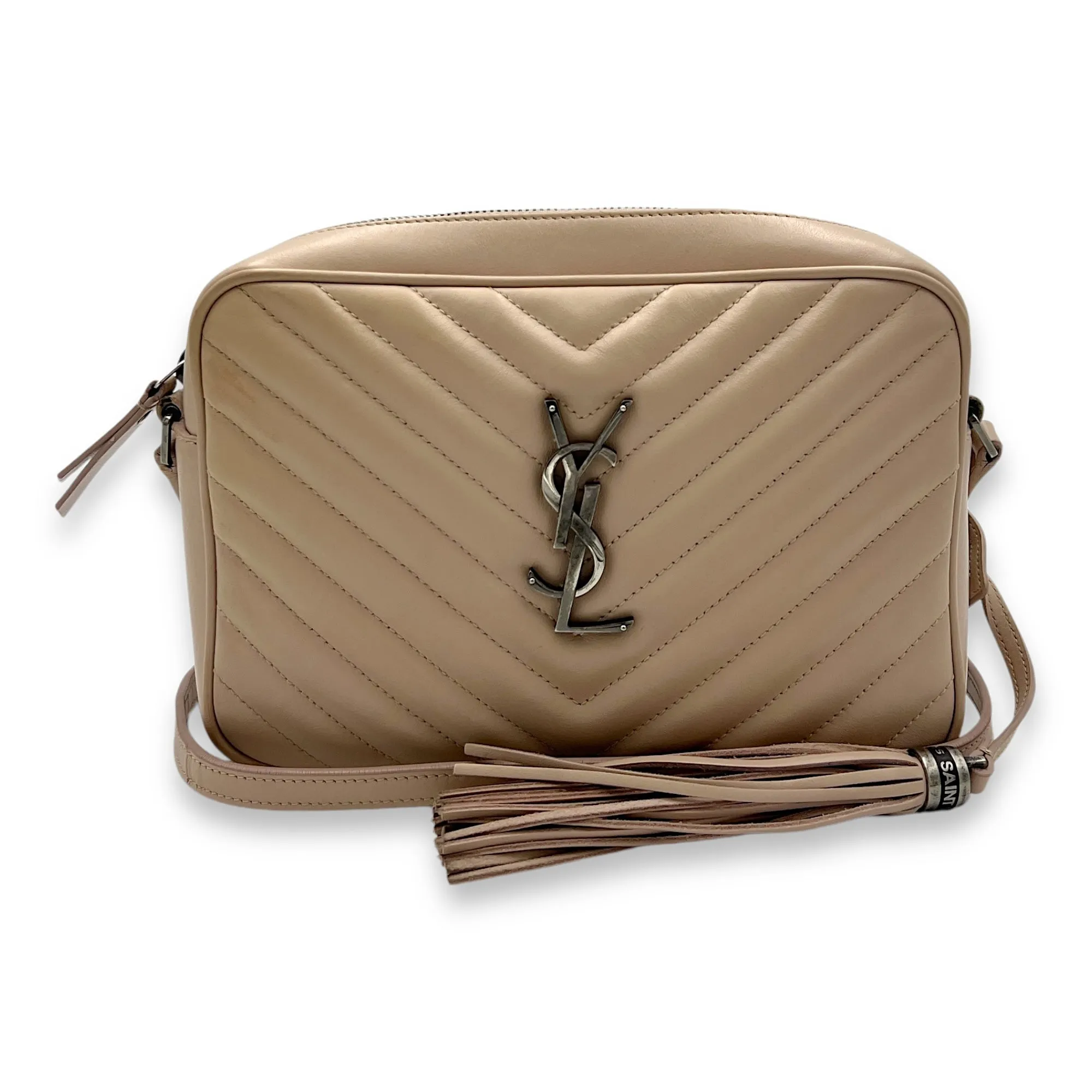 Lou Camera Crossbody bag in Calfskin, Silver Hardware
