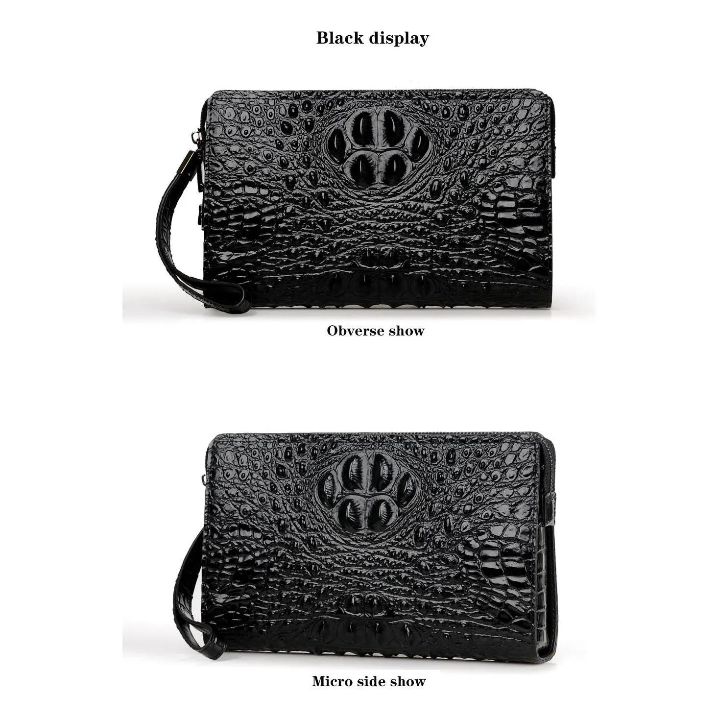 LuxeGator Genuine Leather Exotic Zipper Clutch Wallet