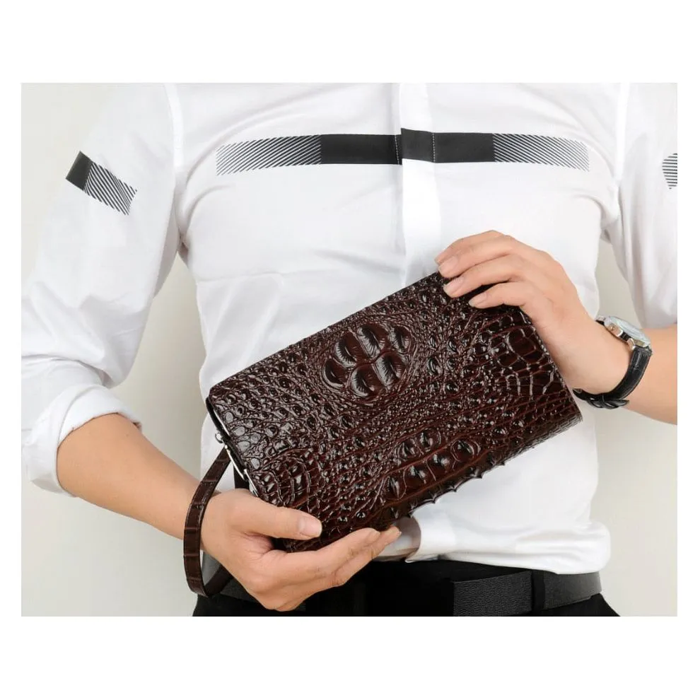 LuxeGator Genuine Leather Exotic Zipper Clutch Wallet