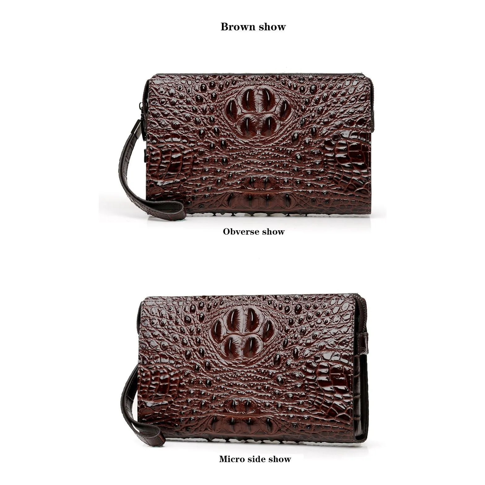LuxeGator Genuine Leather Exotic Zipper Clutch Wallet