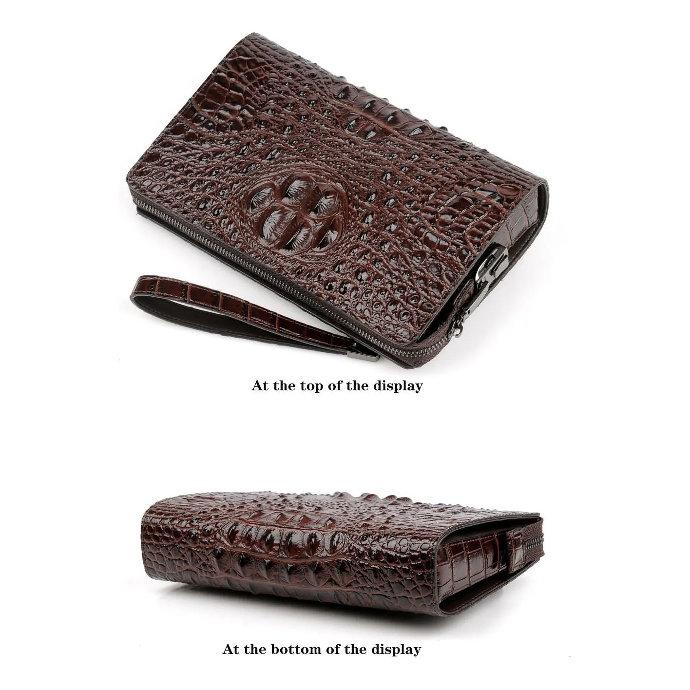 LuxeGator Genuine Leather Exotic Zipper Clutch Wallet