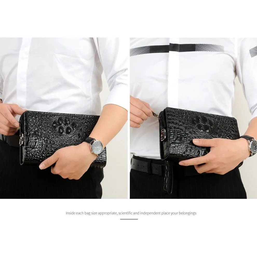 LuxeGator Genuine Leather Exotic Zipper Clutch Wallet