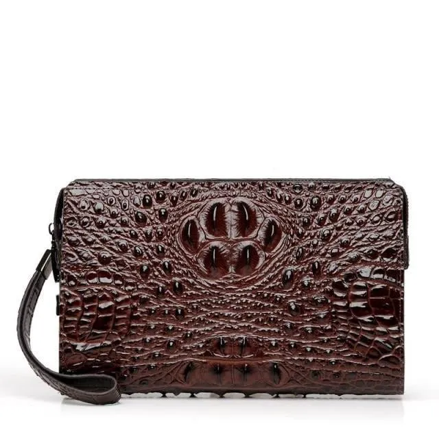 LuxeGator Genuine Leather Exotic Zipper Clutch Wallet