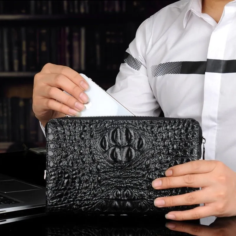 LuxeGator Genuine Leather Exotic Zipper Clutch Wallet