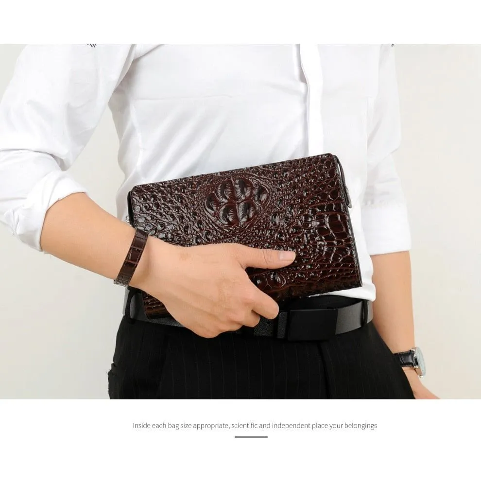 LuxeGator Genuine Leather Exotic Zipper Clutch Wallet