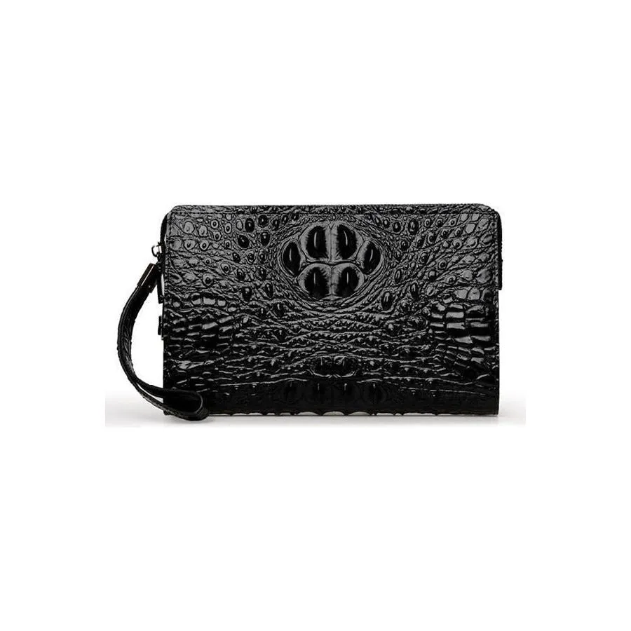 LuxeGator Genuine Leather Exotic Zipper Clutch Wallet