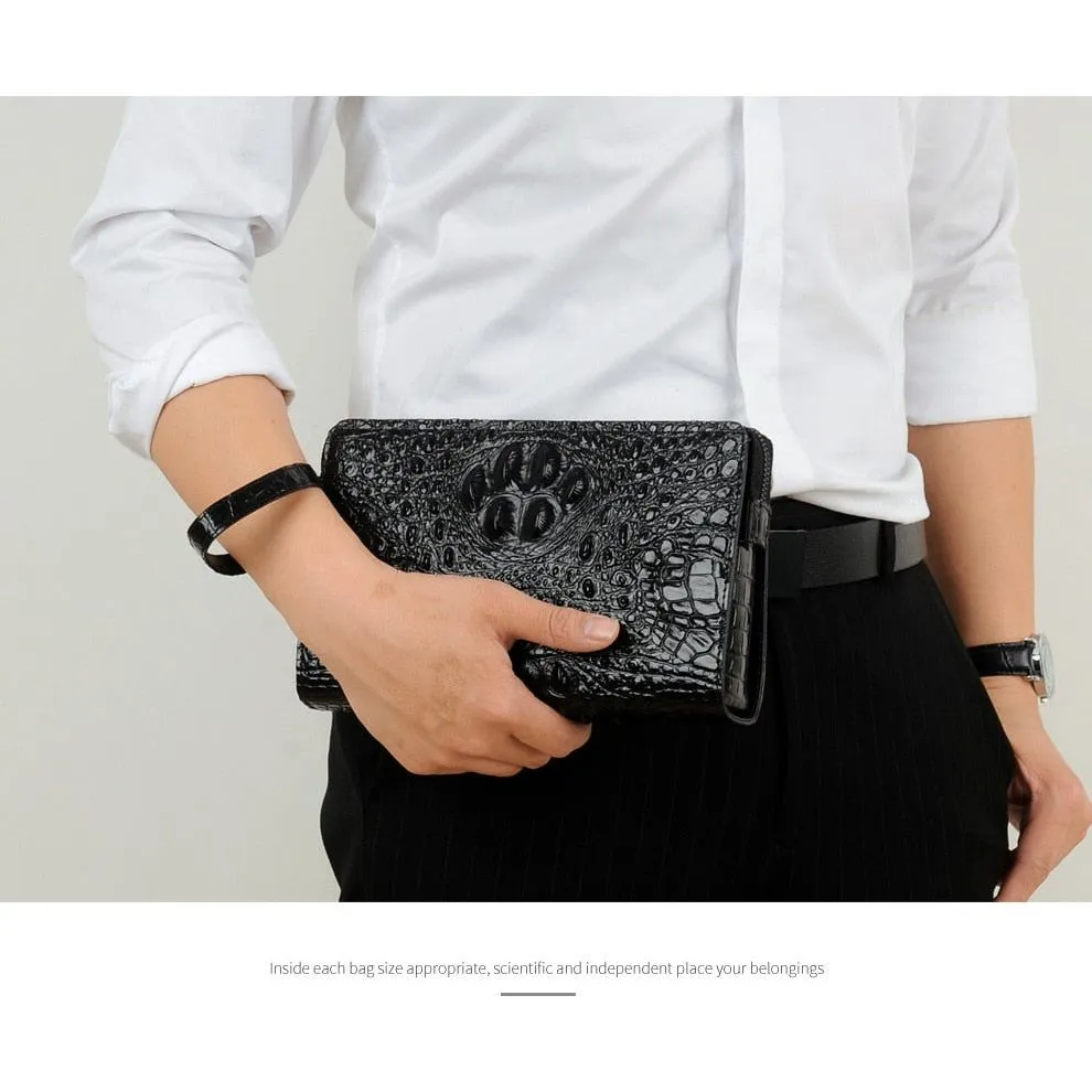 LuxeGator Genuine Leather Exotic Zipper Clutch Wallet