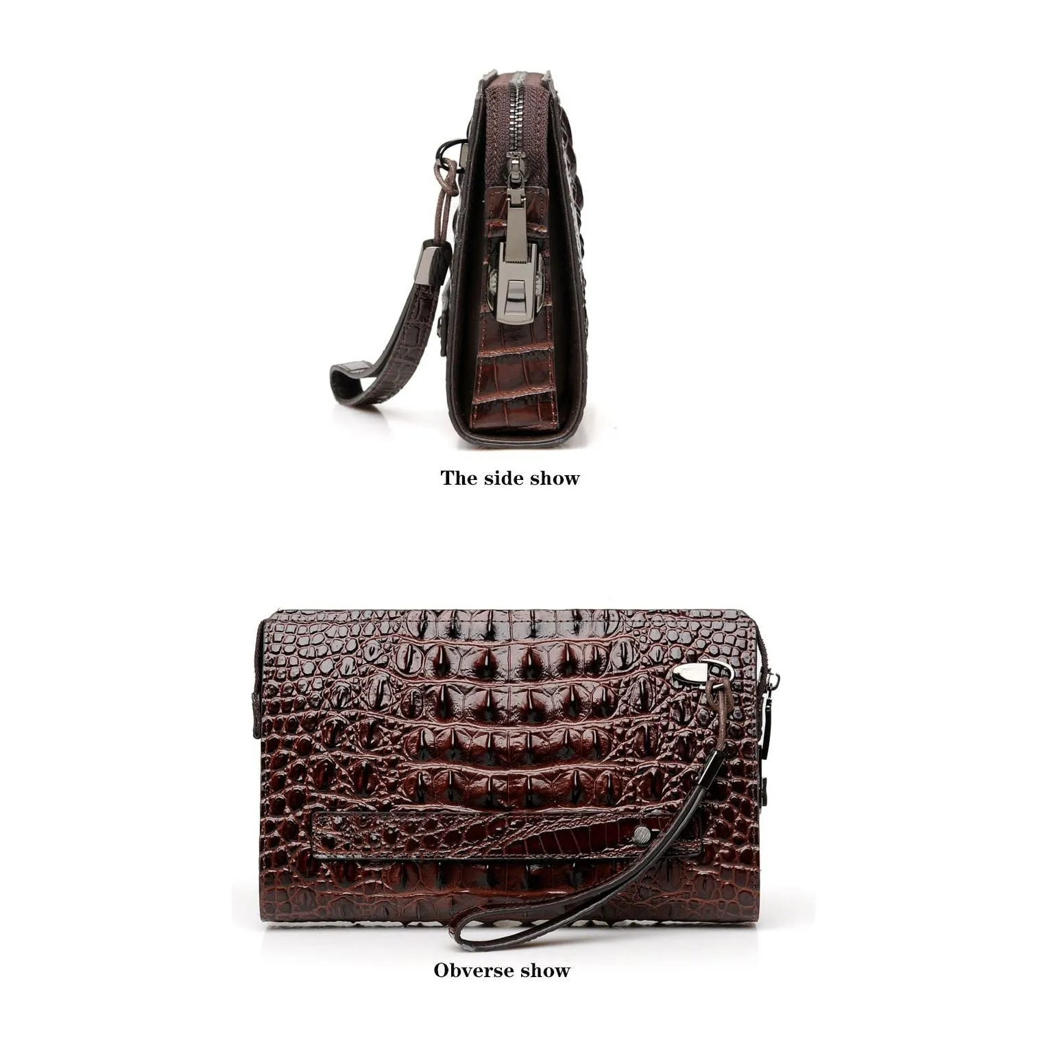 LuxeGator Genuine Leather Exotic Zipper Clutch Wallet