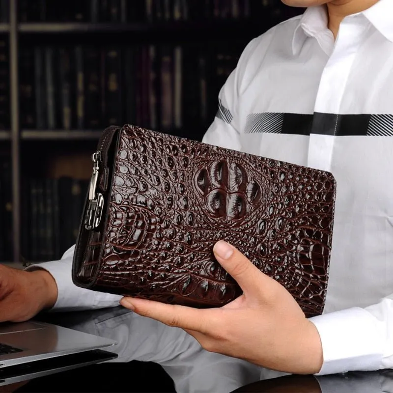 LuxeGator Genuine Leather Exotic Zipper Clutch Wallet