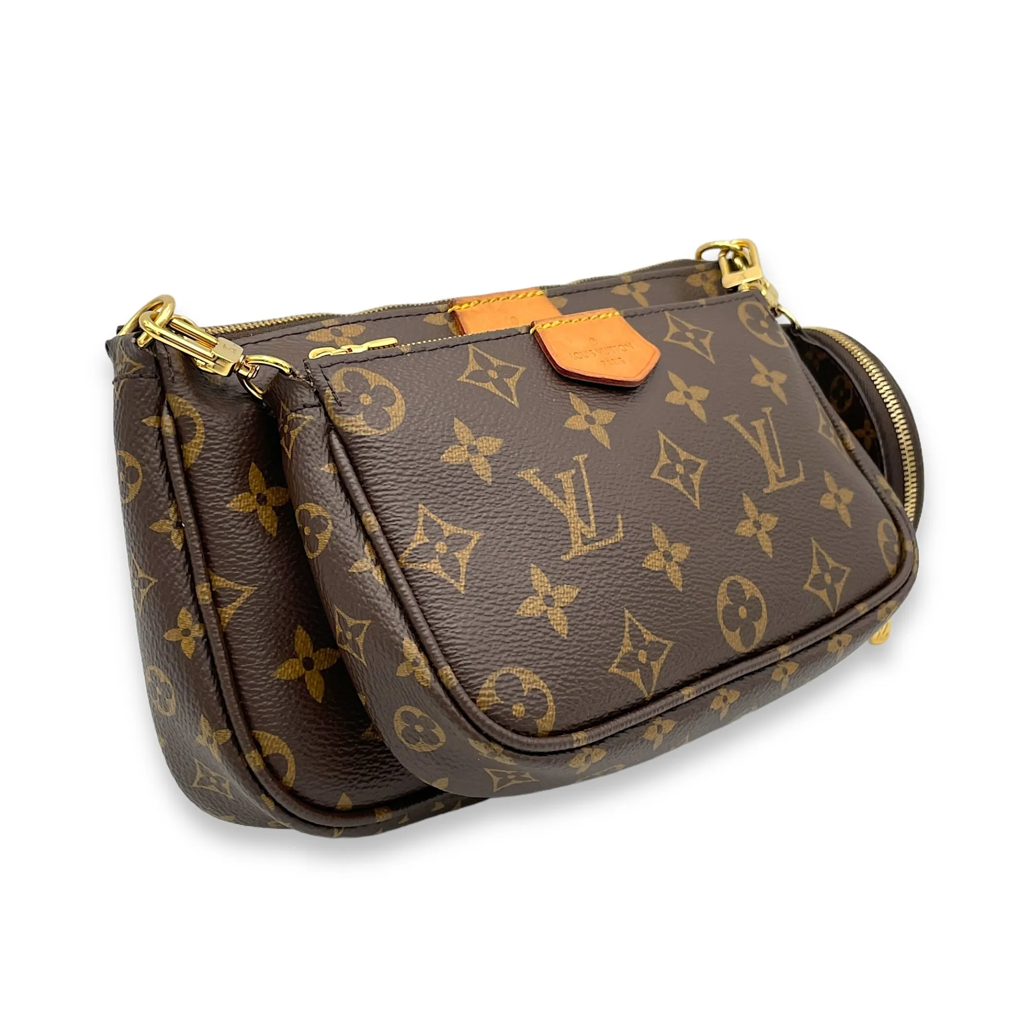 Multi-Pochette Accessoires Crossbody Bag Brown in Monogram Coated Canvas, Gold hardware