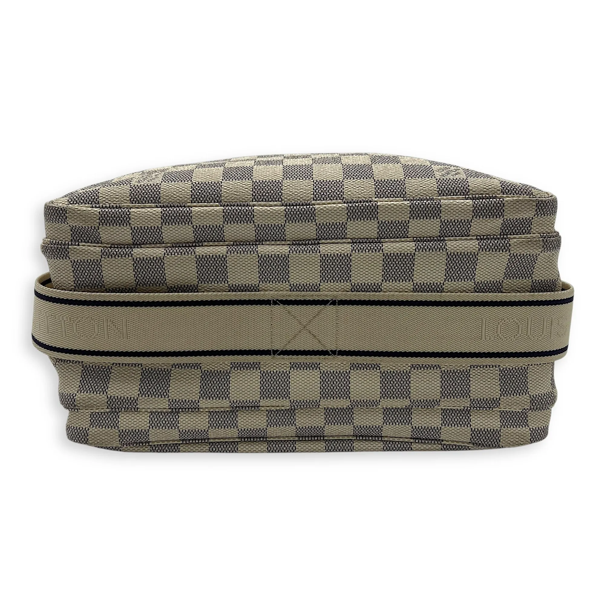 Naviglio Medium Damier Azur Crossbody Bag in Coated Canvas, Gold hardware