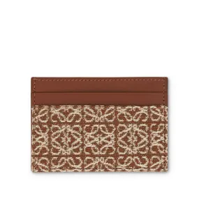 Plain Cardholder in Anagram Jacquard and Calfskin in Tan