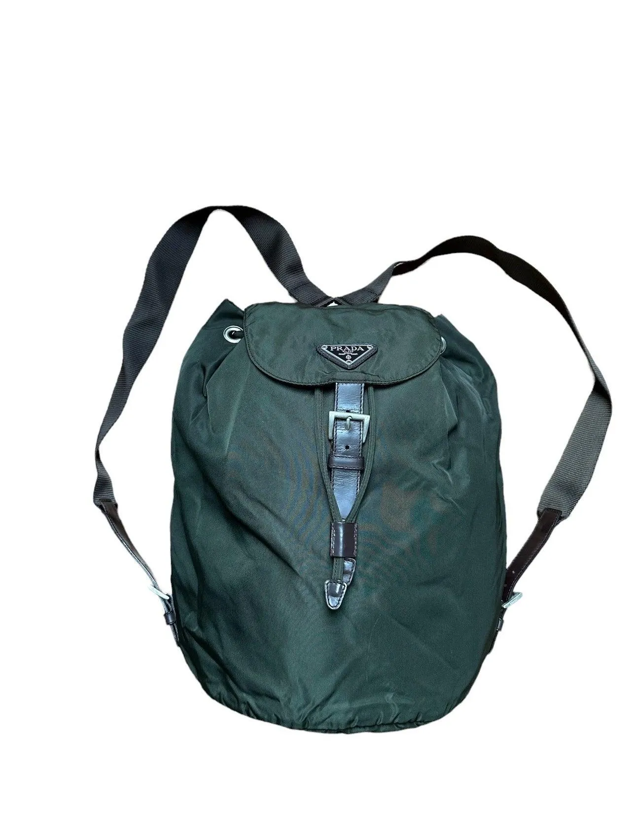 Prada Buckle Backpack Green