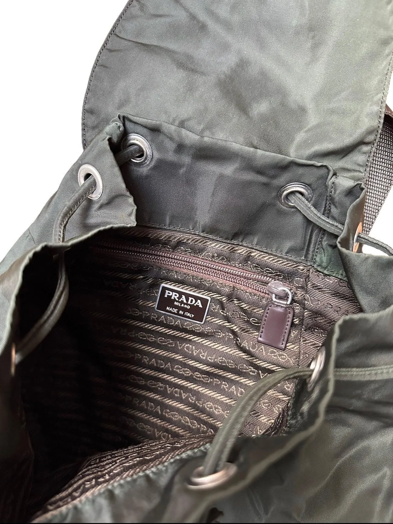 Prada Buckle Backpack Green
