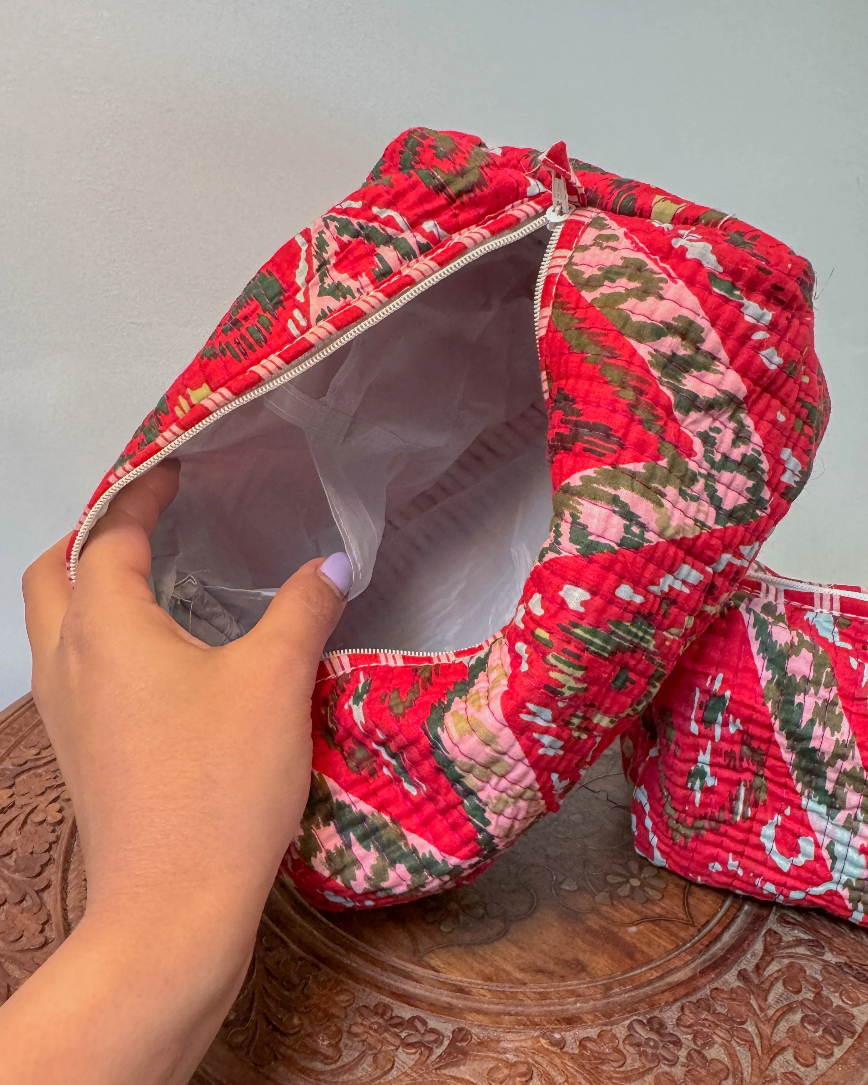 Red l Handmade Quilted Cotton Bag