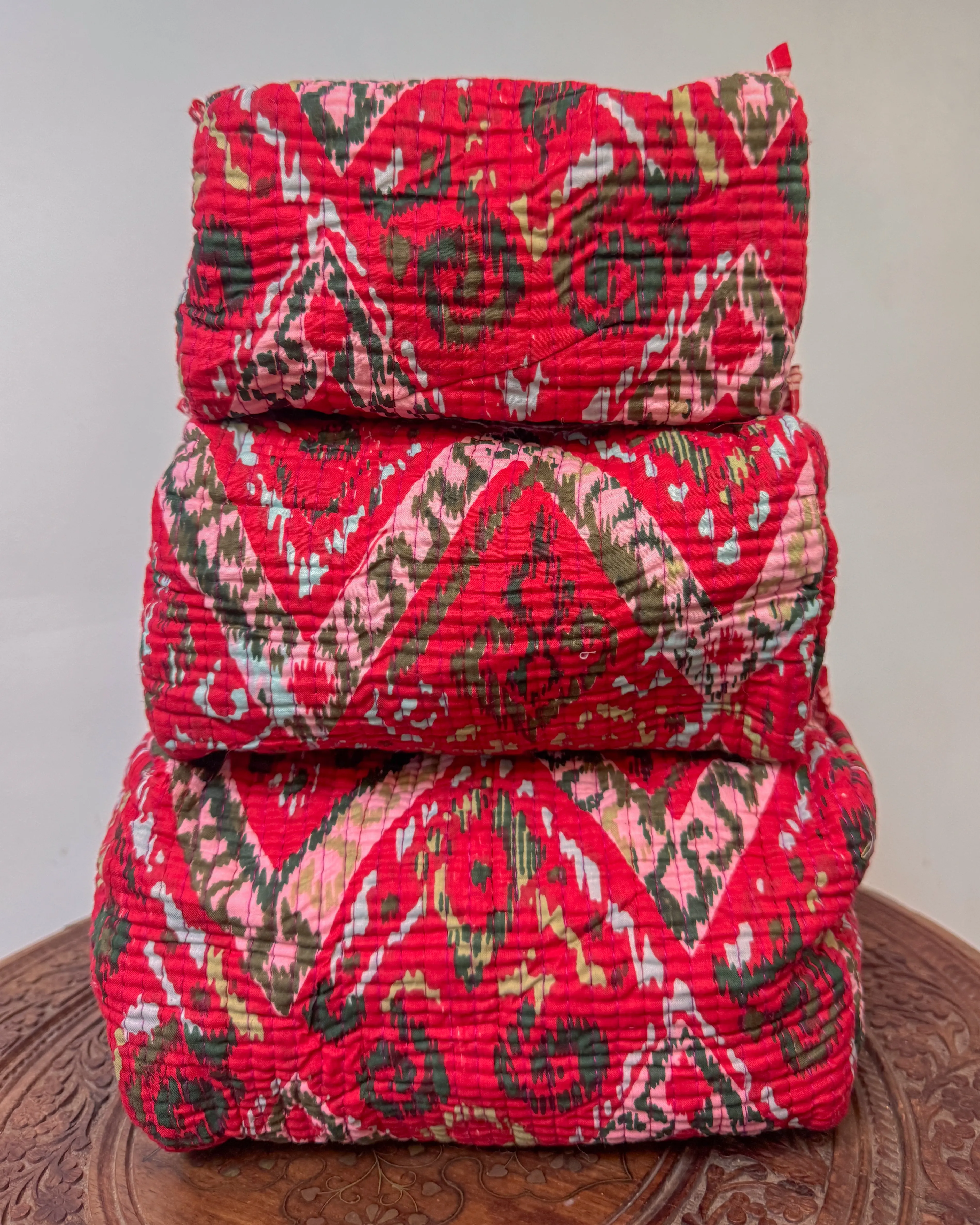 Red l Handmade Quilted Cotton Bag