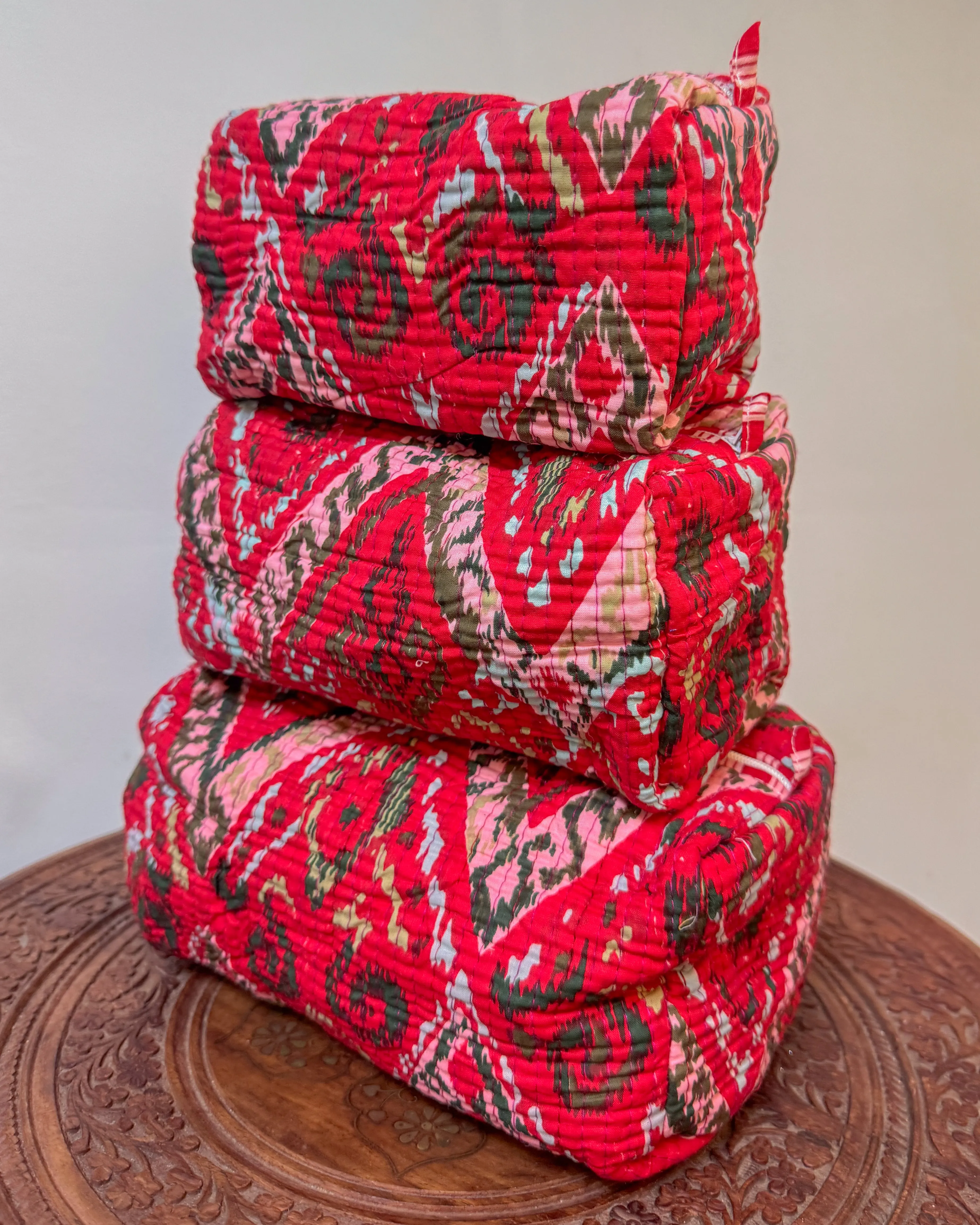 Red l Handmade Quilted Cotton Bag