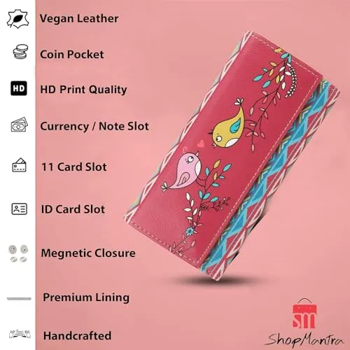 ShopMantra Wallet for Women's | Women's Wallet |Clutch | Vegan Leather | Holds Upto 11 Cards 1 ID Slot | 2 Notes and 1 Coin Compartment | Magnetic Closure | Multicolor
