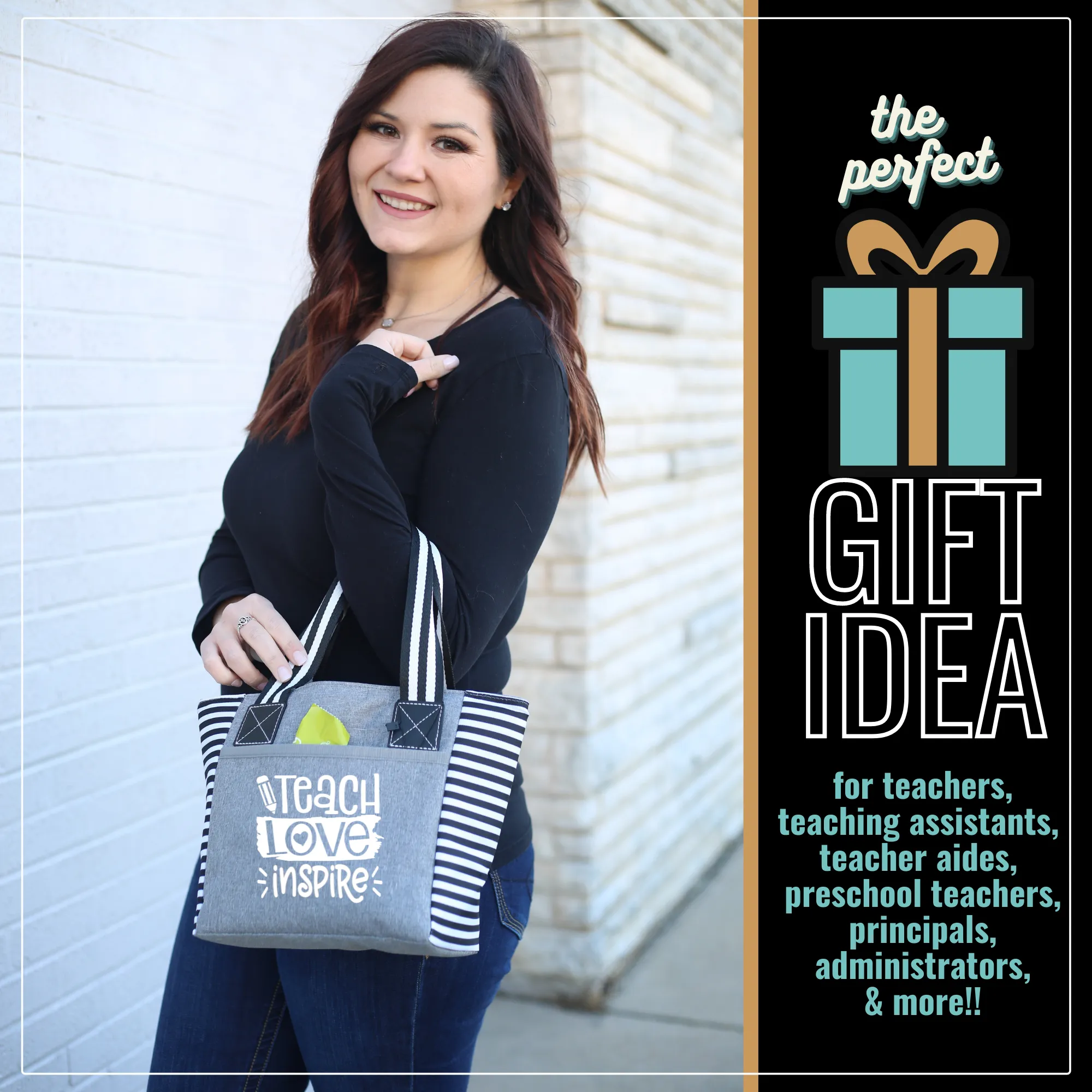 Teach Love Kaylee Gray Tote Bag for Teachers