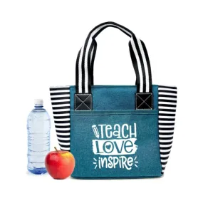 Teach Love Kaylee Teal Tote Bag for Teachers
