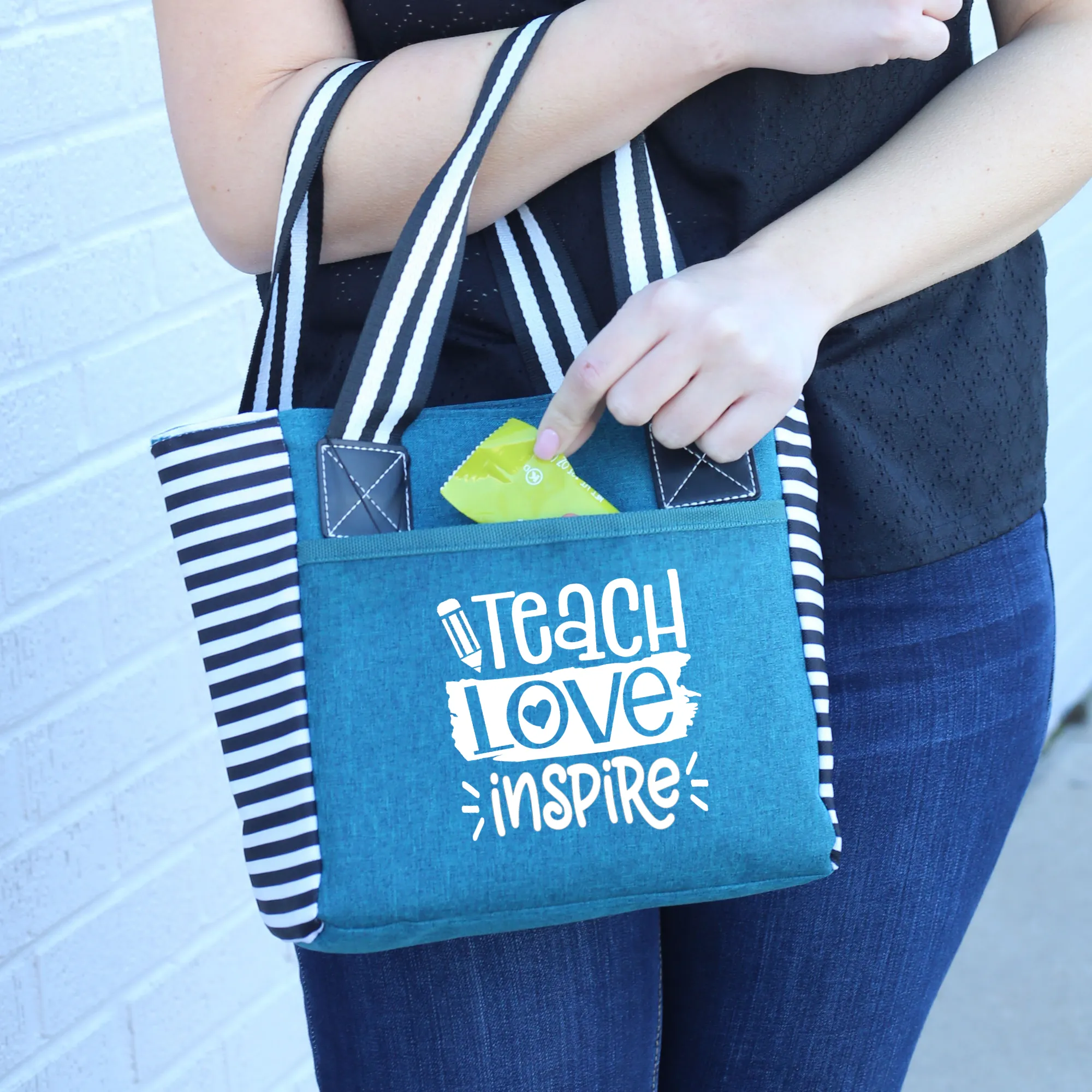 Teach Love Kaylee Teal Tote Bag for Teachers