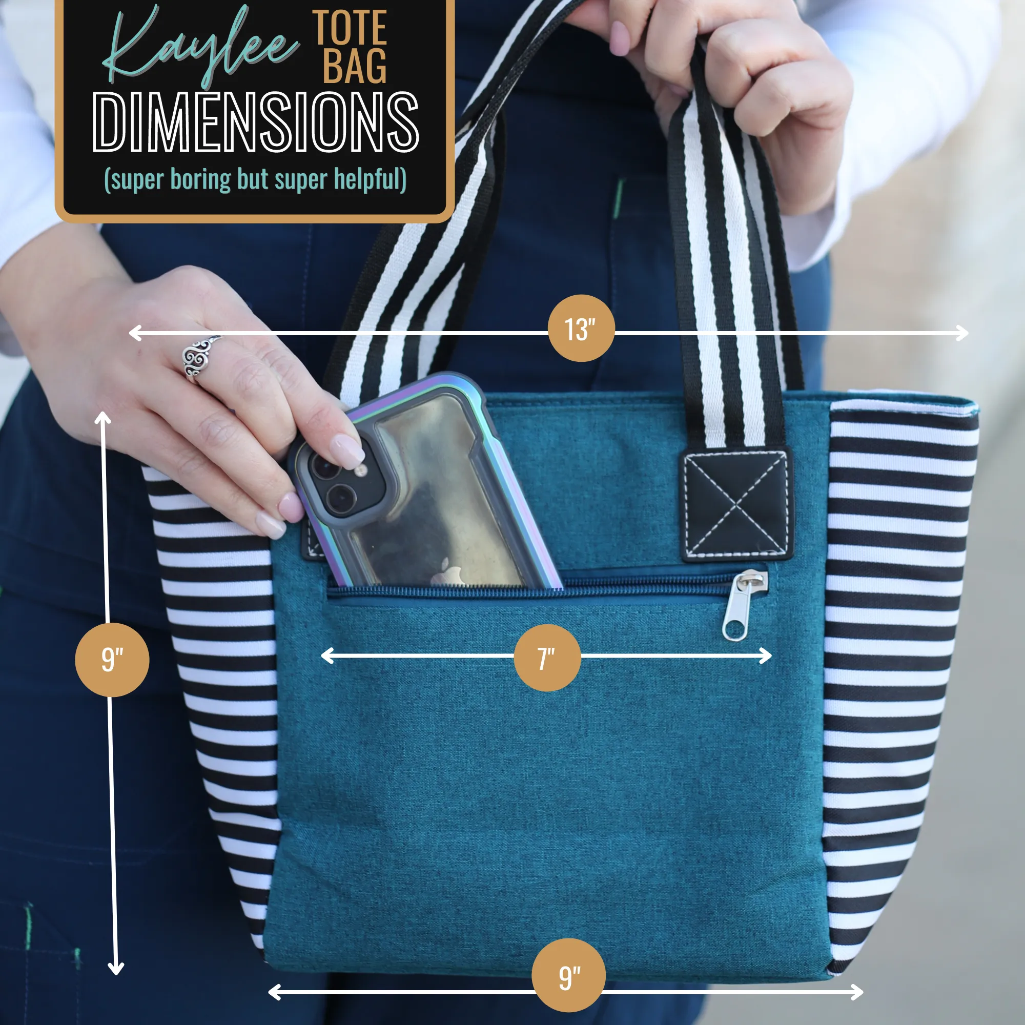 Teach Love Kaylee Teal Tote Bag for Teachers
