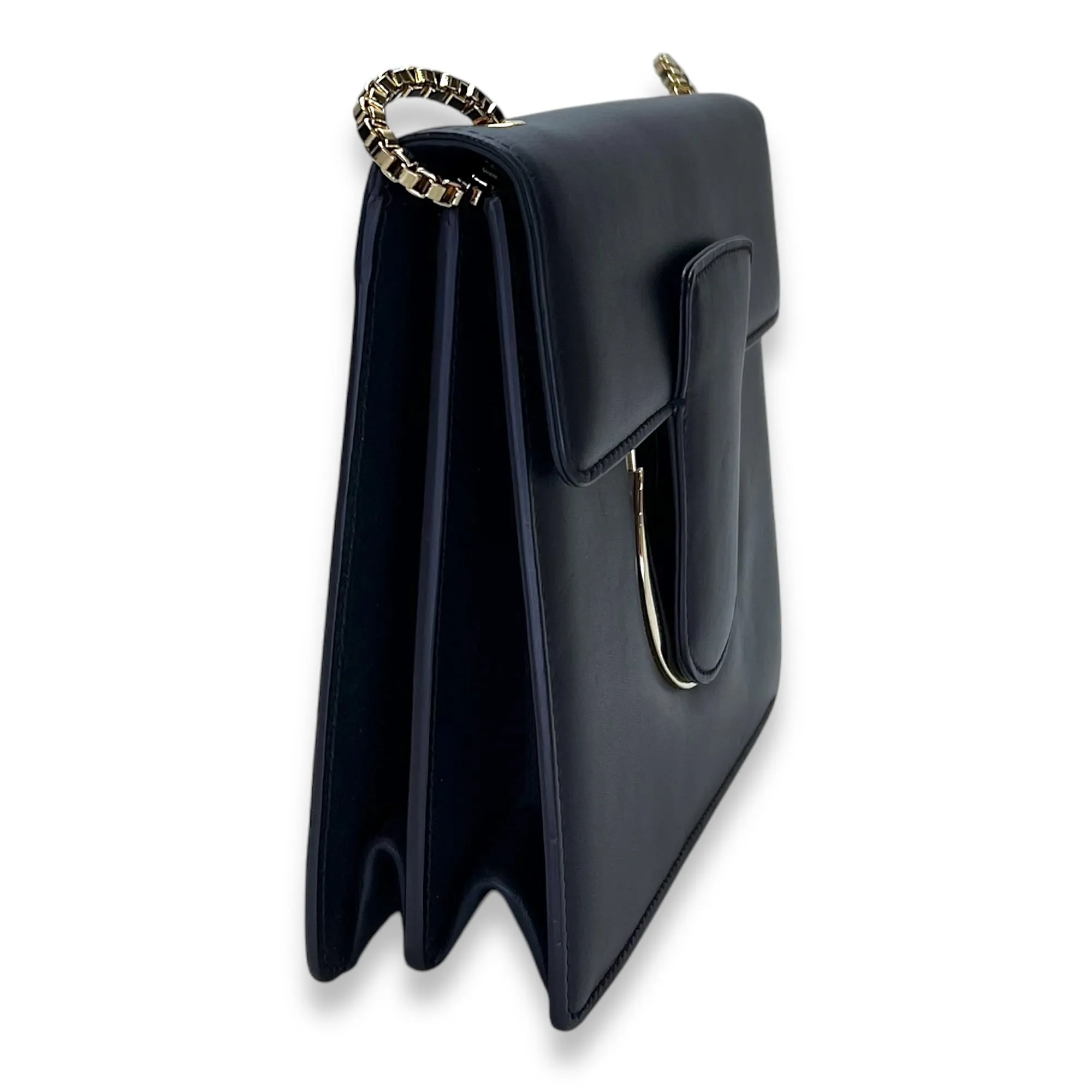Thalia Flap Blue Crossbody Bag in Calfskin, Gold hardware
