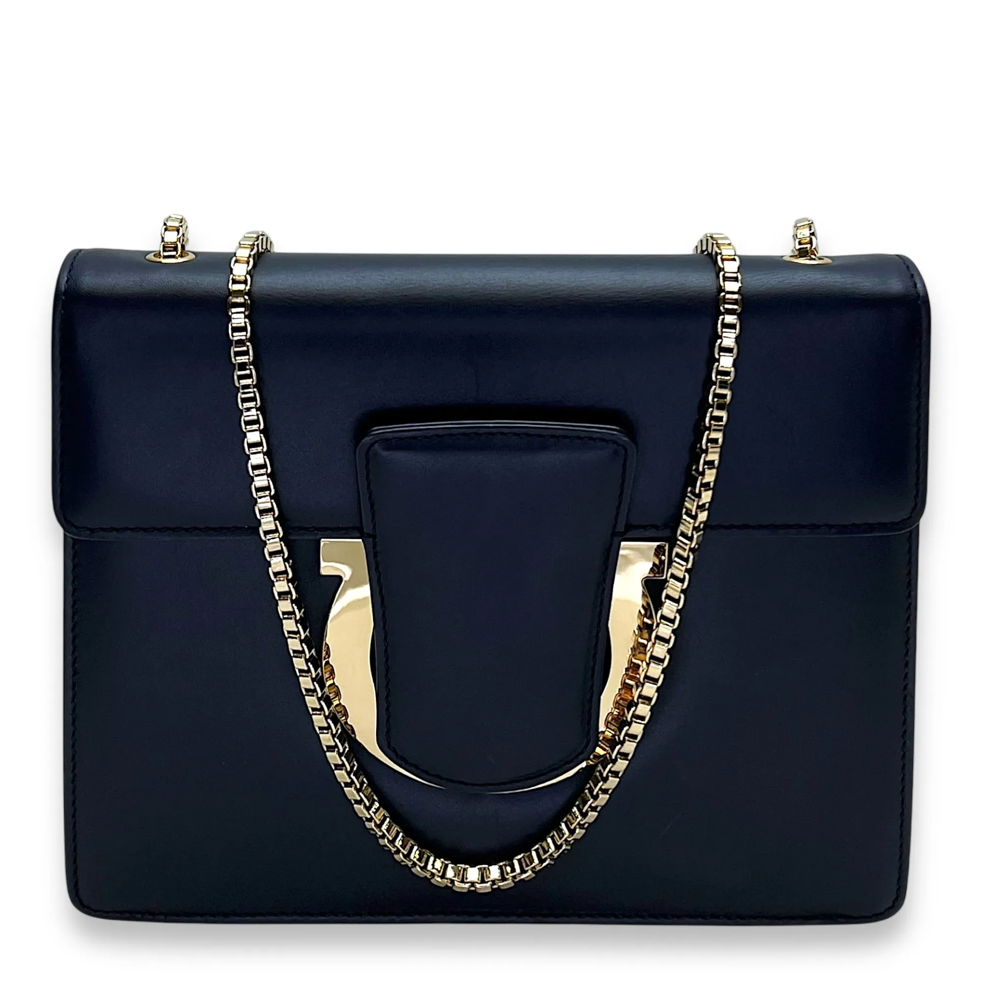 Thalia Flap Blue Crossbody Bag in Calfskin, Gold hardware