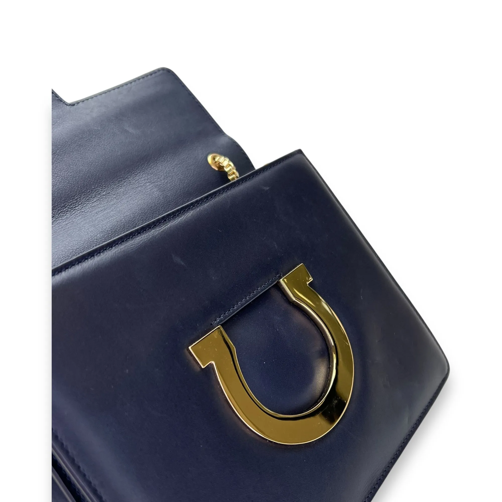 Thalia Flap Blue Crossbody Bag in Calfskin, Gold hardware
