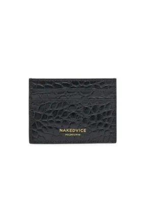 The Lola Croc Cardholder Black Gold