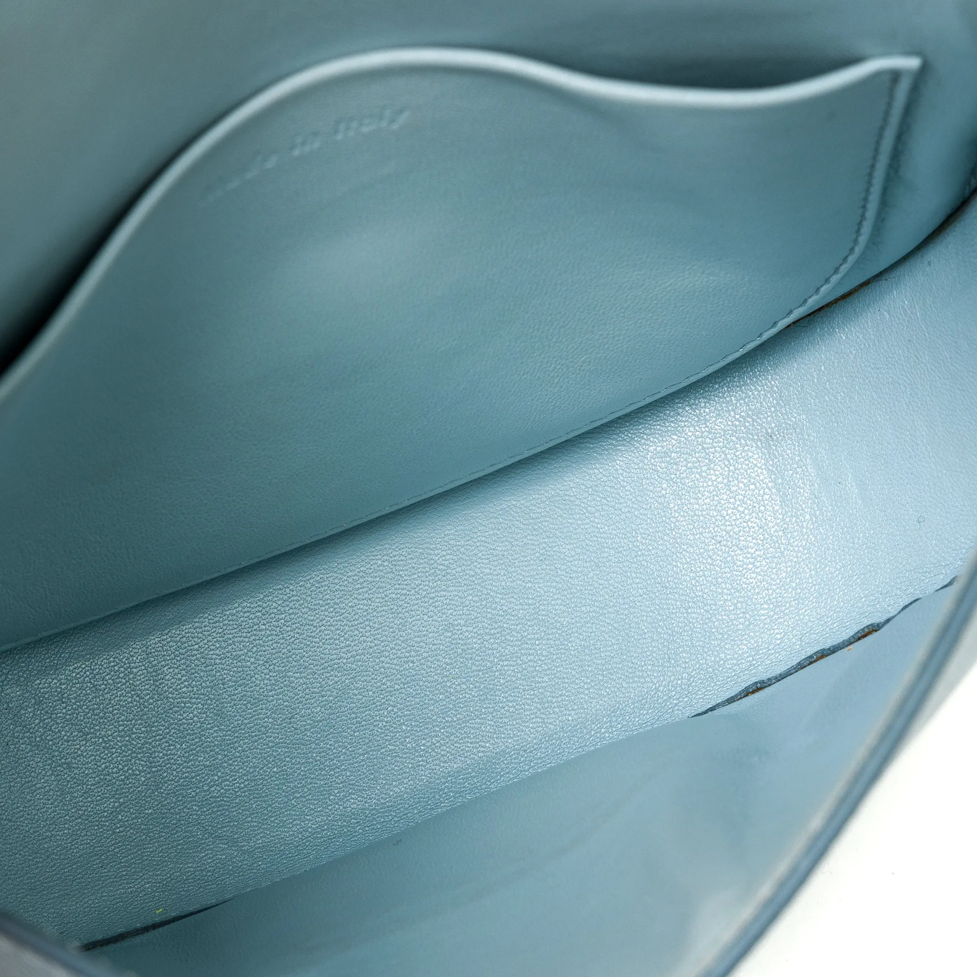 Trotteur Small Blue Crossbody Bag in Calfskin, Brushed Silver hardware